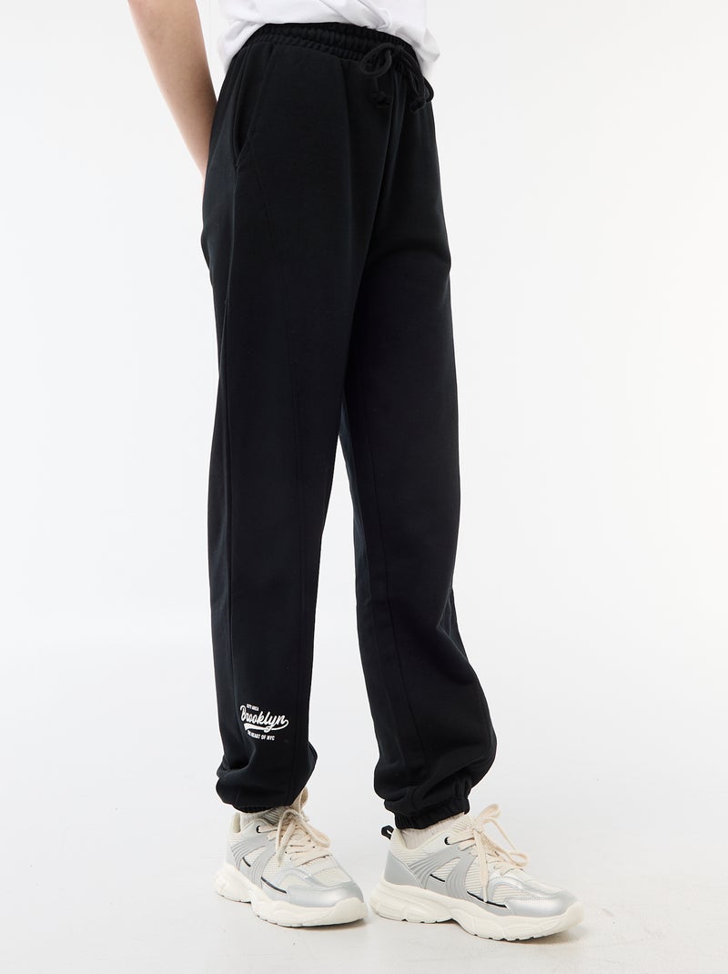 Calças de jogging barrel em algodão liso Preto - Kiabi