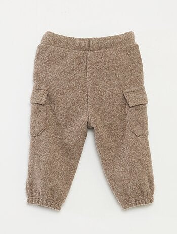 Calças de jogging caneladas em algodão liso