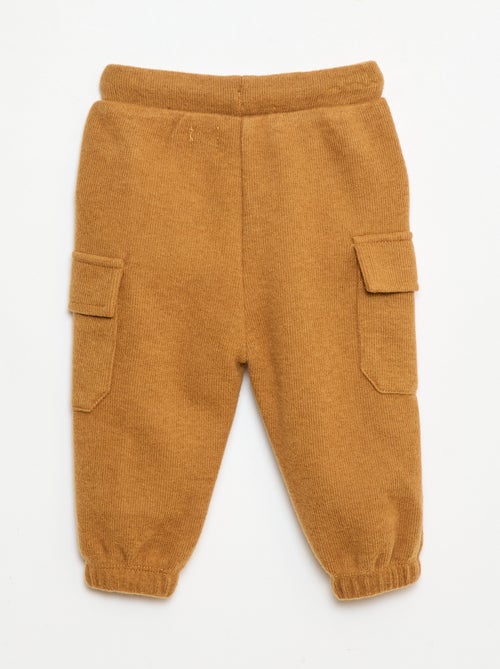 Calças de jogging caneladas em algodão liso - Kiabi