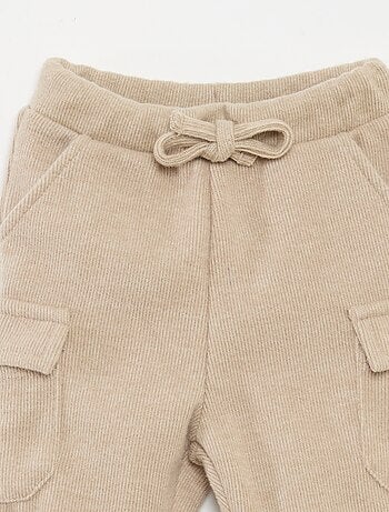 Calças de jogging caneladas em algodão liso