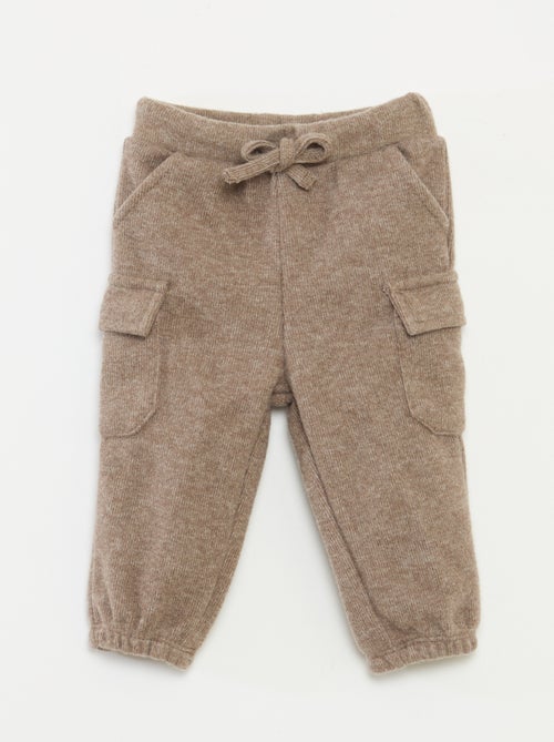 Calças de jogging caneladas em algodão liso - Kiabi