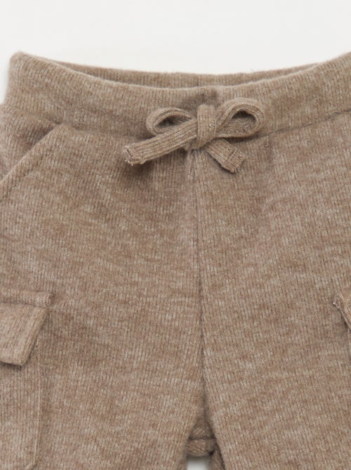 Calças de jogging caneladas em algodão liso - Kiabi