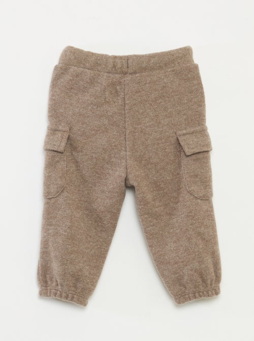 Calças de jogging caneladas em algodão liso - Kiabi