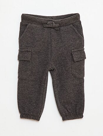 Calças de jogging caneladas em algodão liso