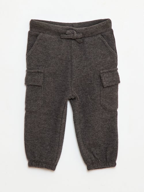 Calças de jogging caneladas em algodão liso - Kiabi