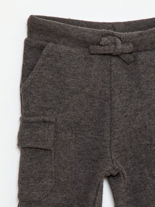 Calças de jogging caneladas em algodão liso - Kiabi