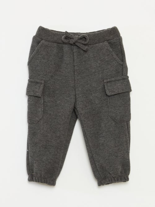 Calças de jogging caneladas em algodão liso - Kiabi