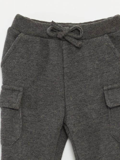 Calças de jogging caneladas em algodão liso - Kiabi