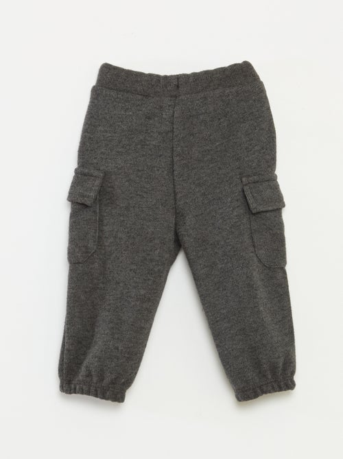 Calças de jogging caneladas em algodão liso - Kiabi