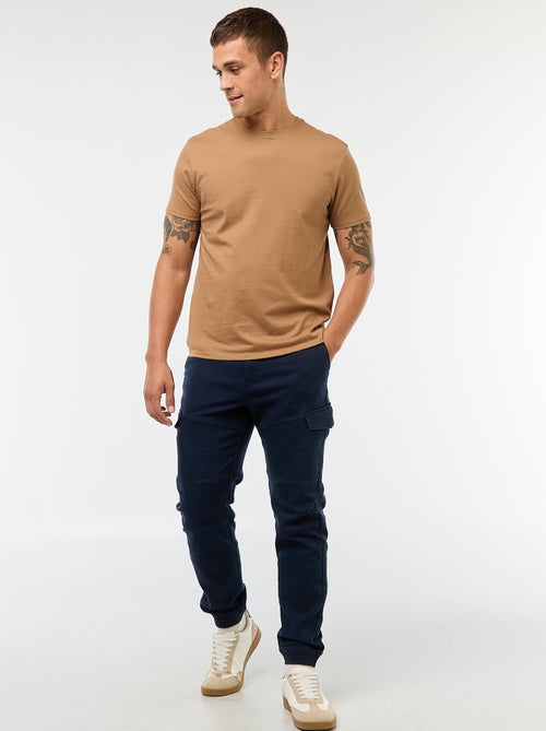 Calças de jogging cargo lisas em algodão - Kiabi