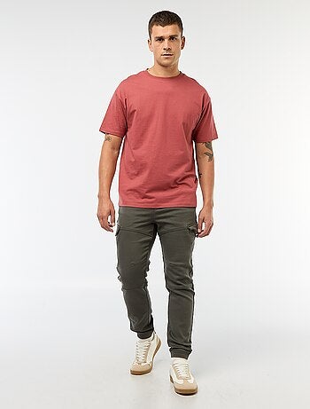 Calças de jogging cargo lisas em algodão