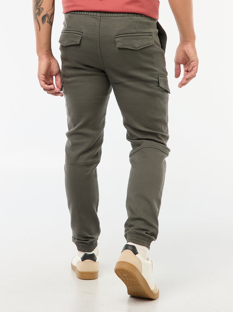 Calças de jogging cargo lisas em algodão Caqui - Kiabi