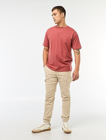 Calças de jogging cargo lisas em algodão