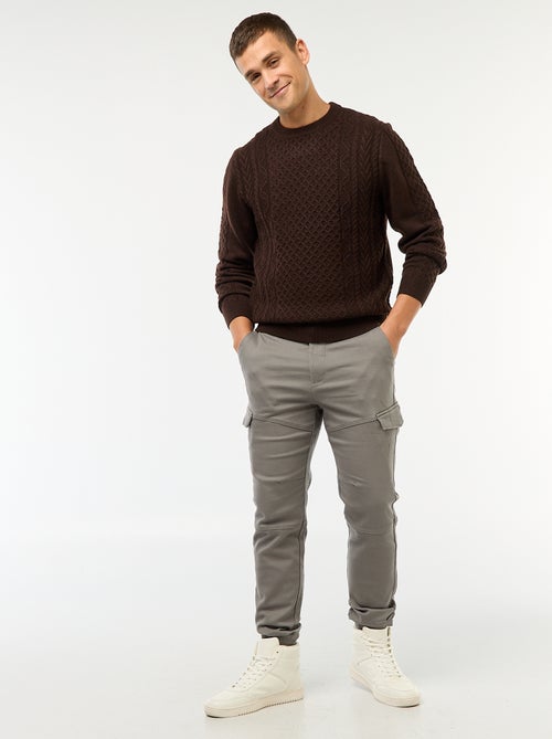 Calças de jogging cargo lisas em algodão - Kiabi