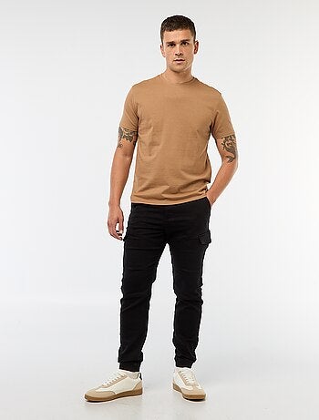 Calças de jogging cargo lisas em algodão