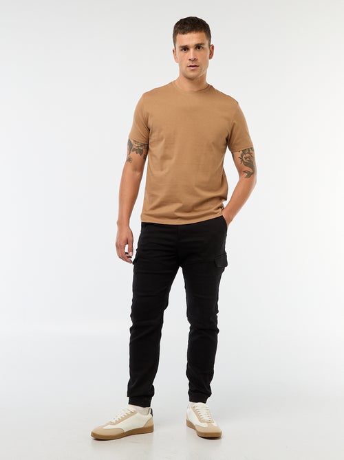 Calças de jogging cargo lisas em algodão - Kiabi