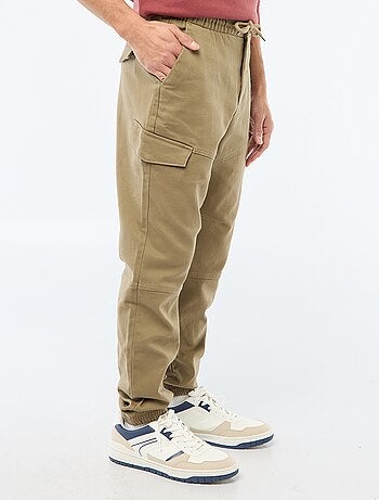 Calças de jogging cargo lisas em algodão