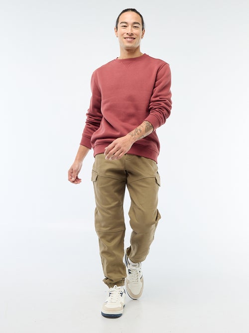 Calças de jogging cargo lisas em algodão - Kiabi