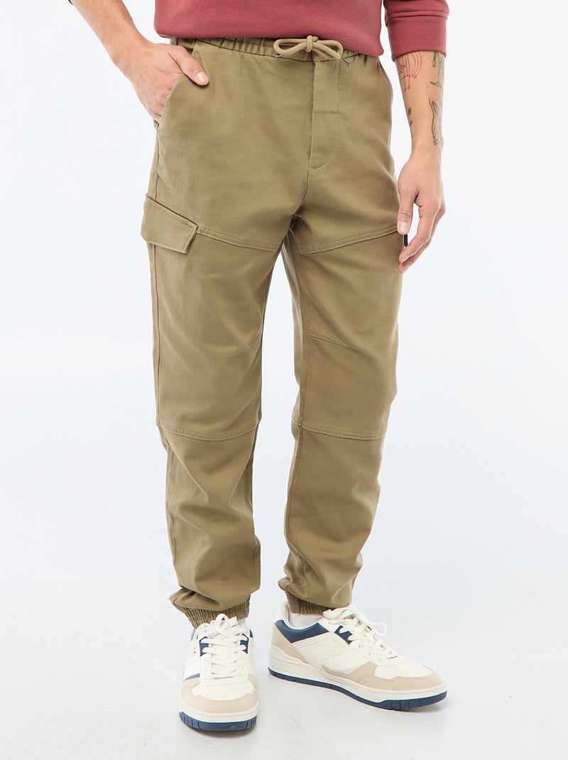 Calças de jogging cargo lisas em algodão Verde - Kiabi
