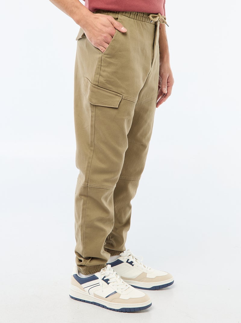 Calças de jogging cargo lisas em algodão Verde - Kiabi