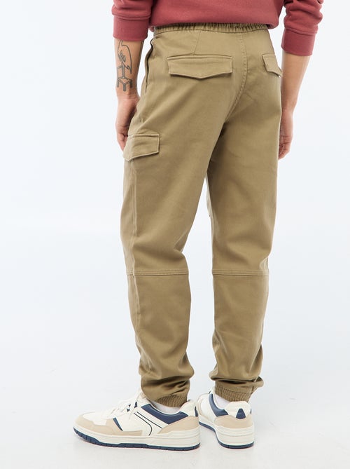 Calças de jogging cargo lisas em algodão - Kiabi