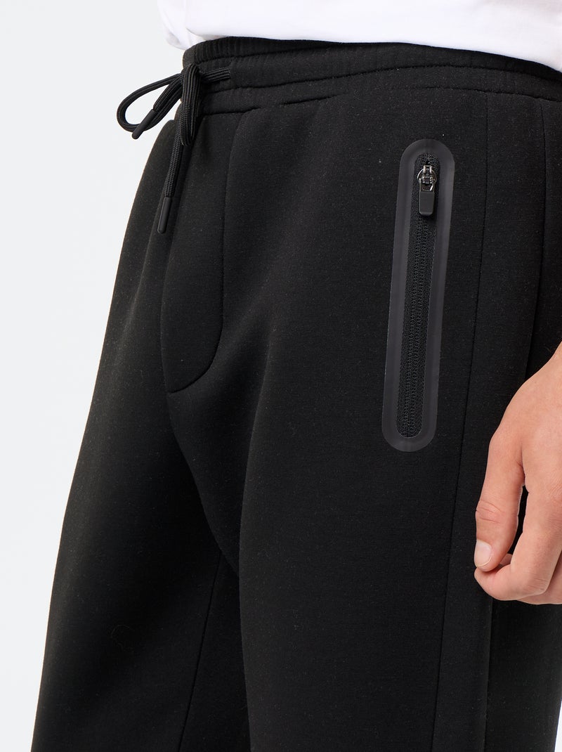 Calças de jogging com bolsos com fecho Preto - Kiabi