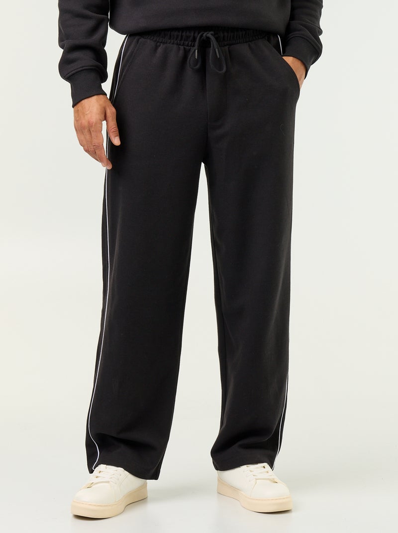 Calças de jogging com debruados Preto - Kiabi