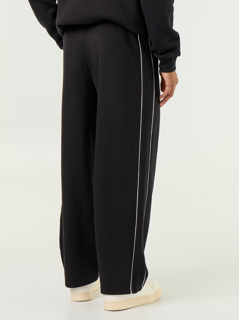 Calças de jogging com debruados Preto - Kiabi