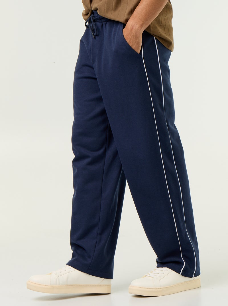 Calças de jogging com debruados Preto - Kiabi