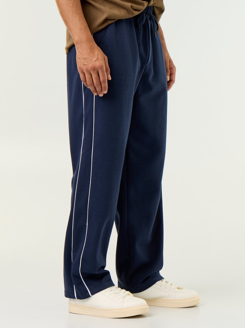 Calças de jogging com debruados Preto - Kiabi