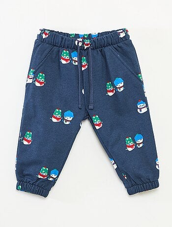 Calças de jogging com estampado integral de Natal em polar de algodão