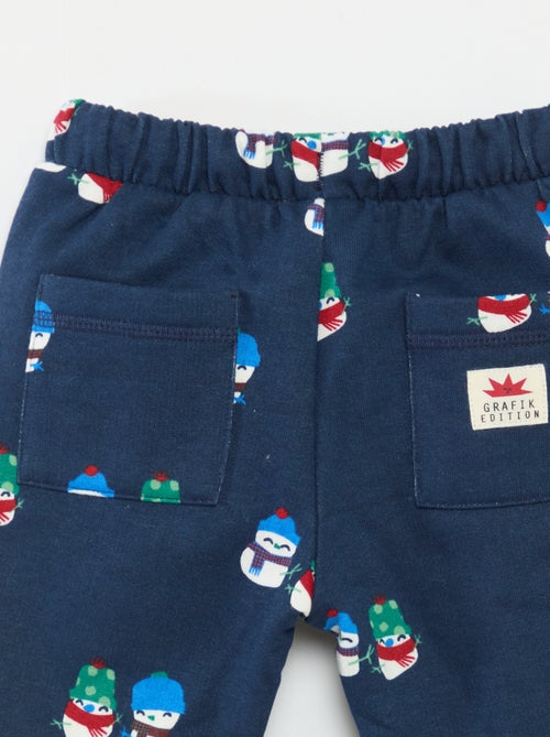 Calças de jogging com estampado integral de Natal em polar de algodão - Kiabi