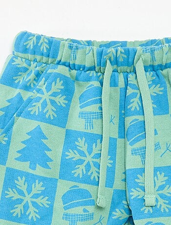 Calças de jogging com estampado integral de Natal em polar de algodão
