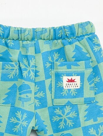 Calças de jogging com estampado integral de Natal em polar de algodão