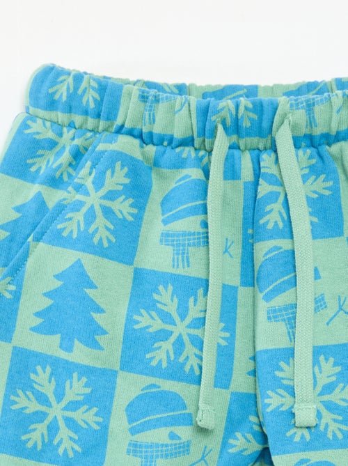 Calças de jogging com estampado integral de Natal em polar de algodão - Kiabi