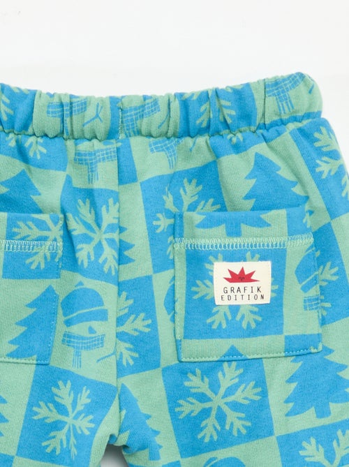 Calças de jogging com estampado integral de Natal em polar de algodão - Kiabi