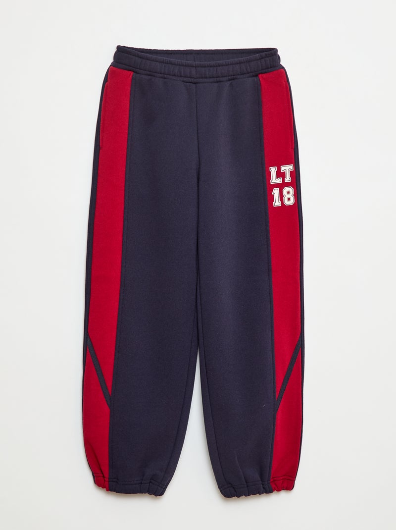 Calças de jogging com faixas contrastantes Azul - Kiabi