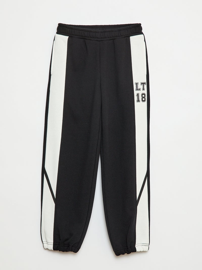 Calças de jogging com faixas contrastantes Preto - Kiabi