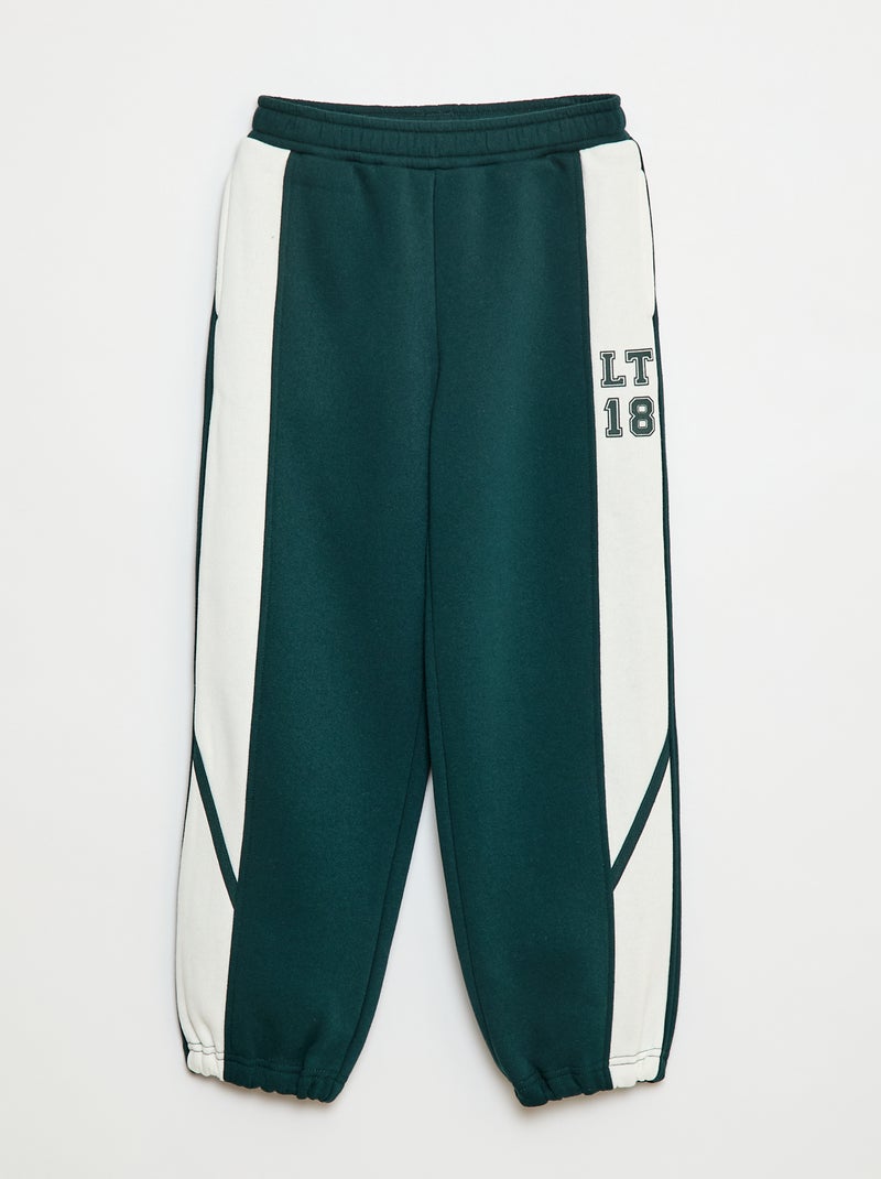 Calças de jogging com faixas contrastantes Verde - Kiabi