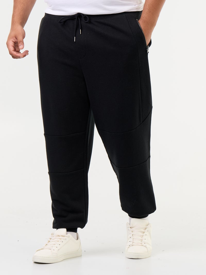 Calças de jogging com punho elástico e bolsos com fecho Preto - Kiabi