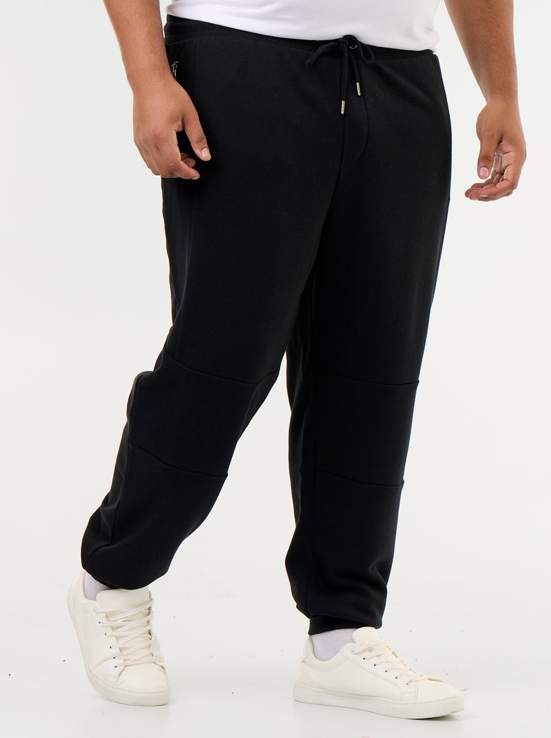 Calças de jogging com punho elástico e bolsos com fecho Preto - Kiabi