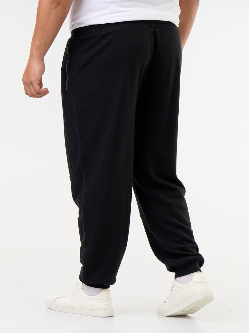 Calças de jogging com punho elástico e bolsos com fecho Preto - Kiabi