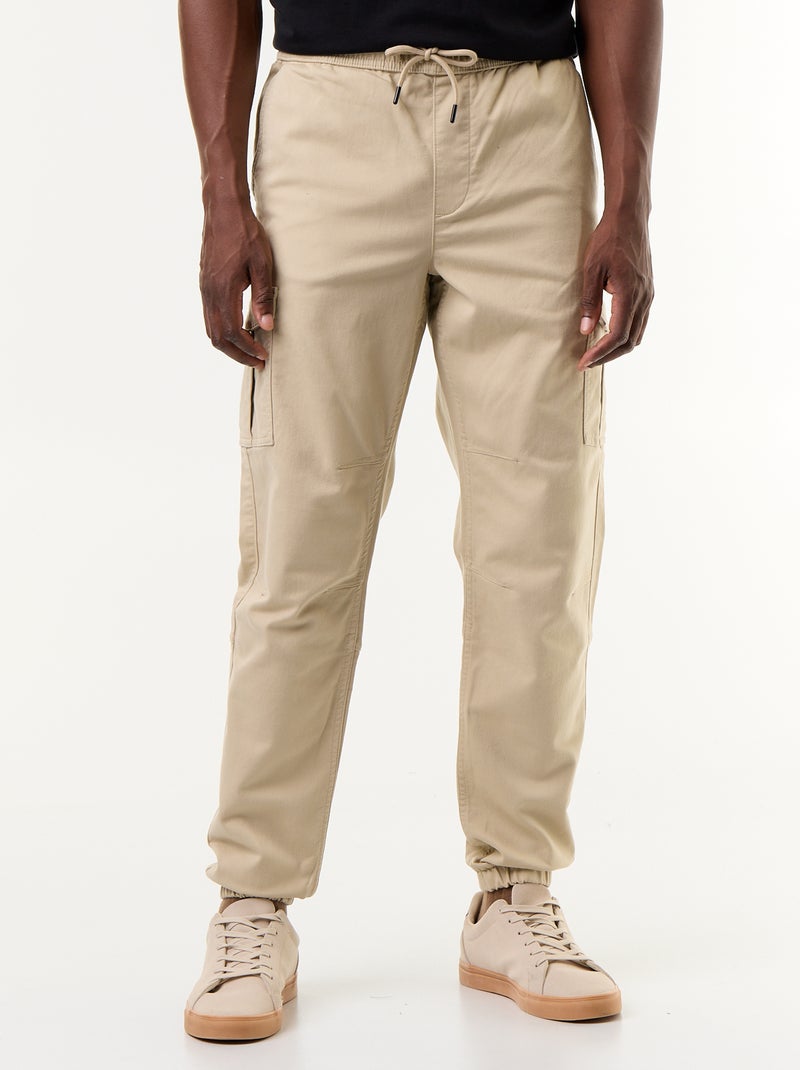Calças de jogging com vários bolsos Bege - Kiabi