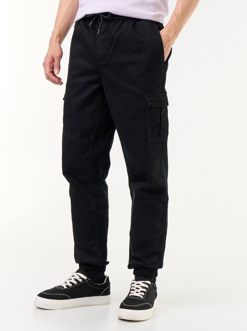 Calças de jogging com vários bolsos Preto - Kiabi