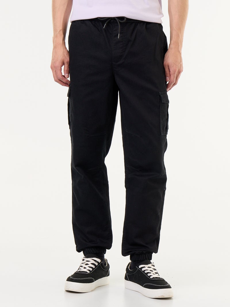 Calças de jogging com vários bolsos Preto - Kiabi