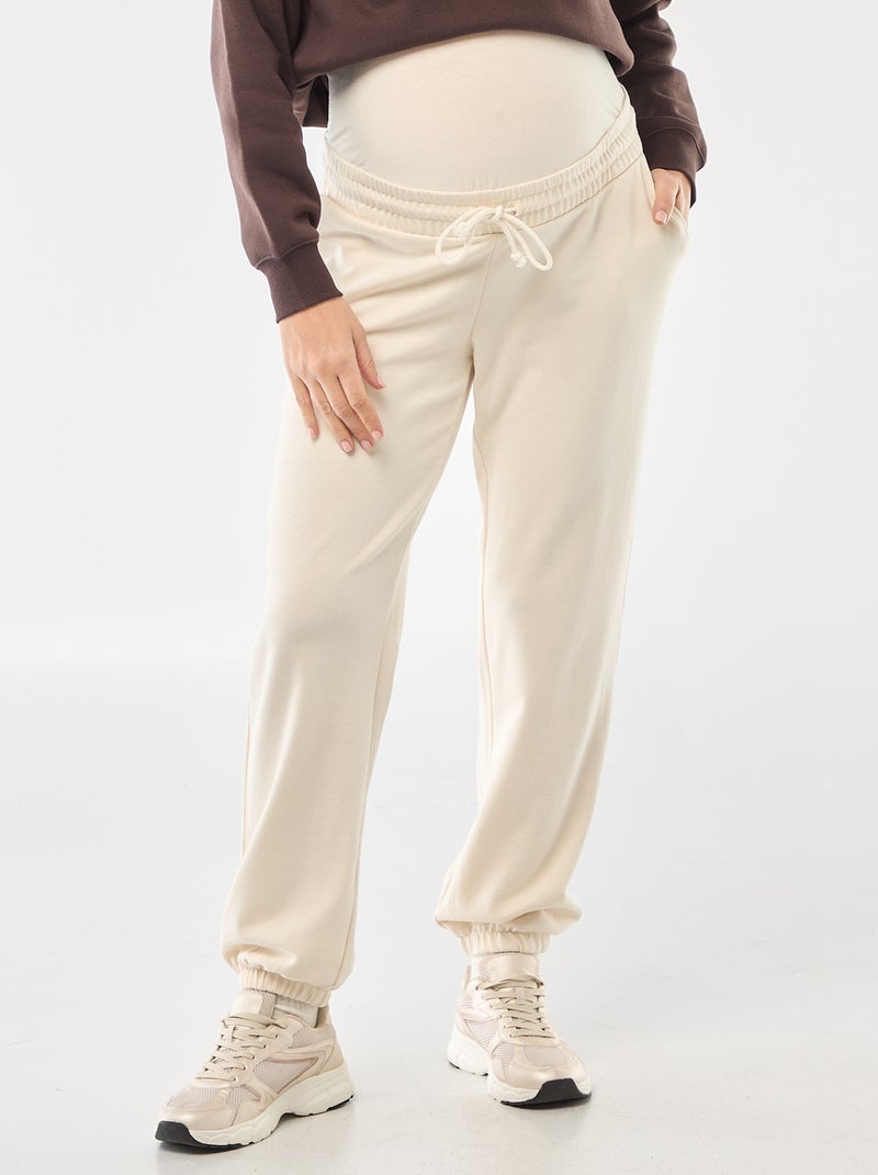 Calças de jogging de maternidade em french terry Branco - Kiabi