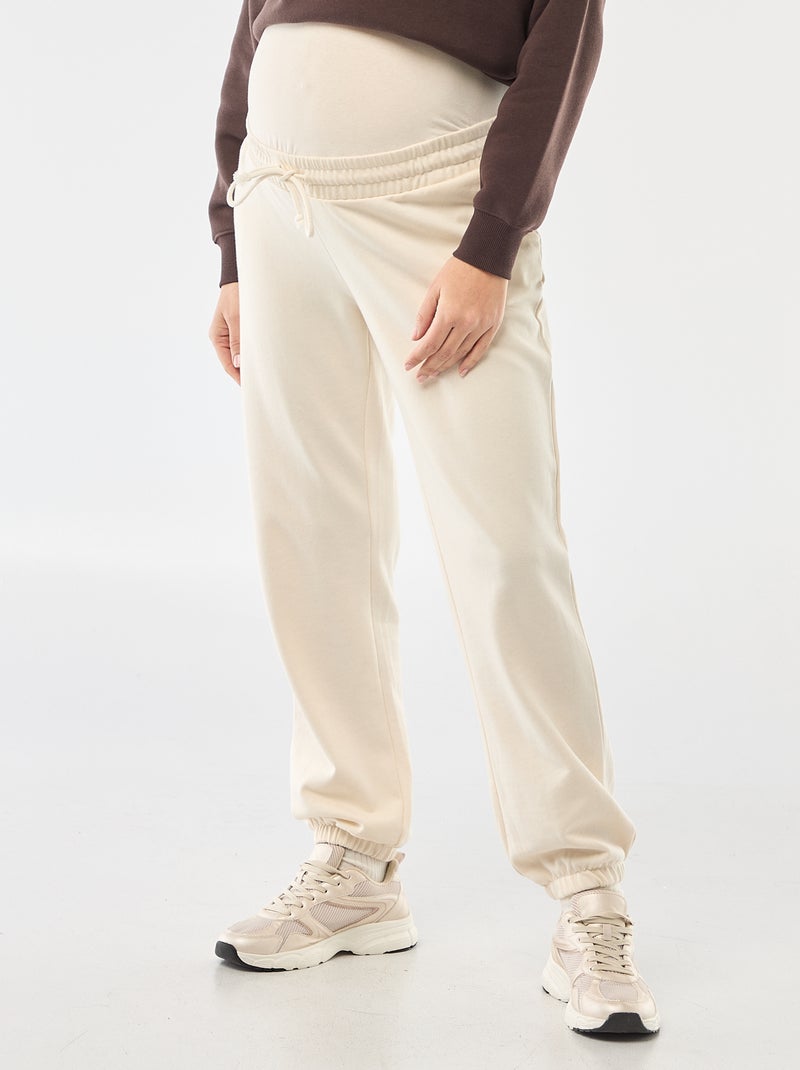 Calças de jogging de maternidade em french terry Branco - Kiabi