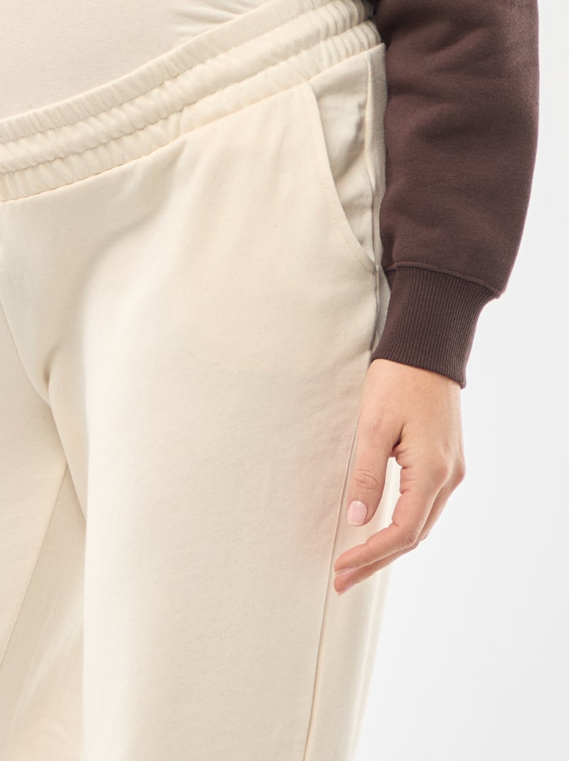Calças de jogging de maternidade em french terry Branco - Kiabi