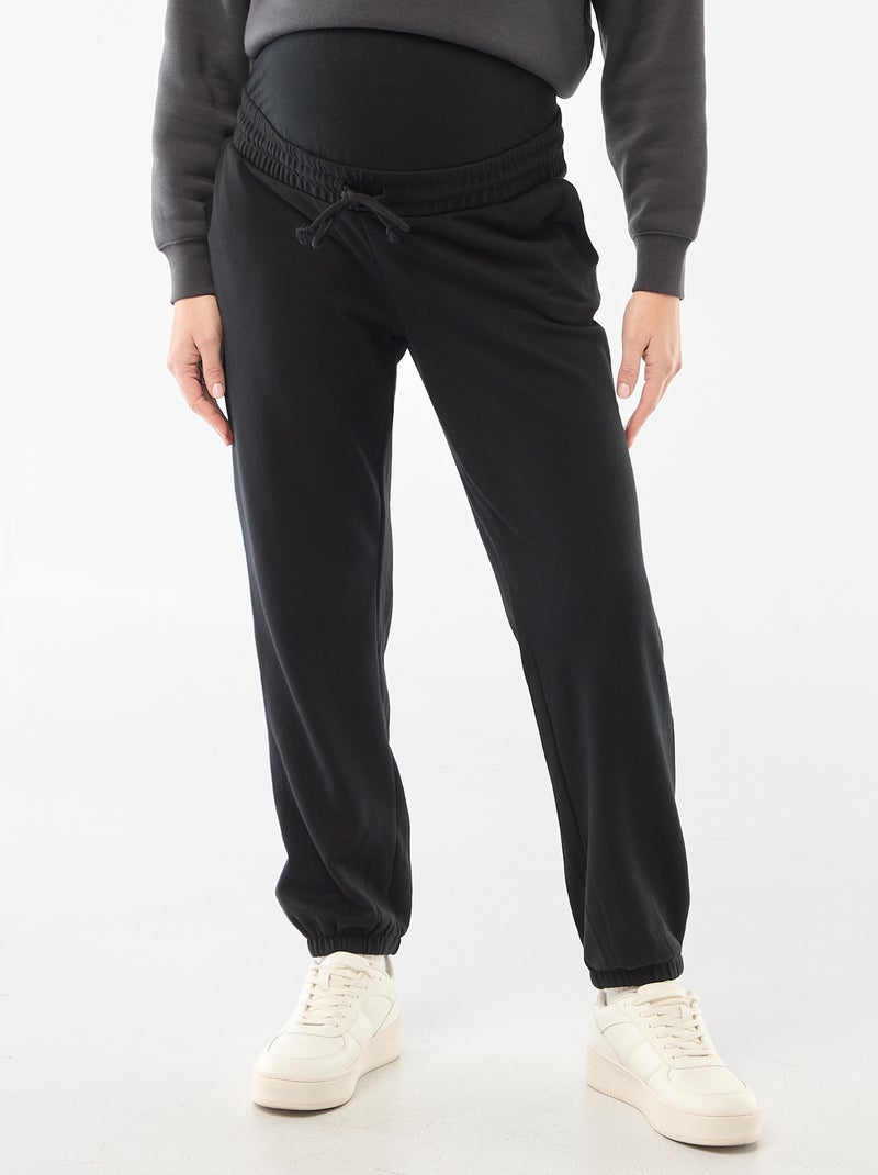 Calças de jogging de maternidade em french terry Preto - Kiabi