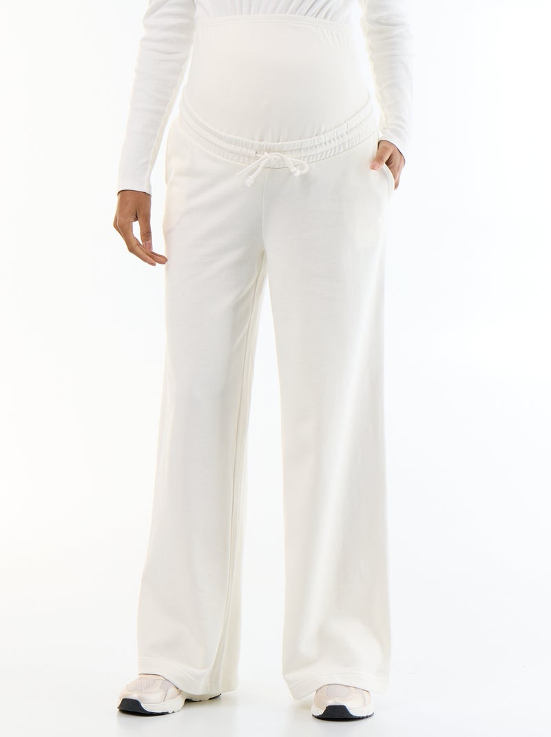 Calças de jogging de maternidade wide leg em french terry Branco - Kiabi